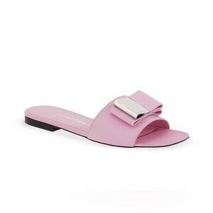 Salvatore Ferragamo Lyana Leather Slide Sandals in Pink Bubble Gum NWT